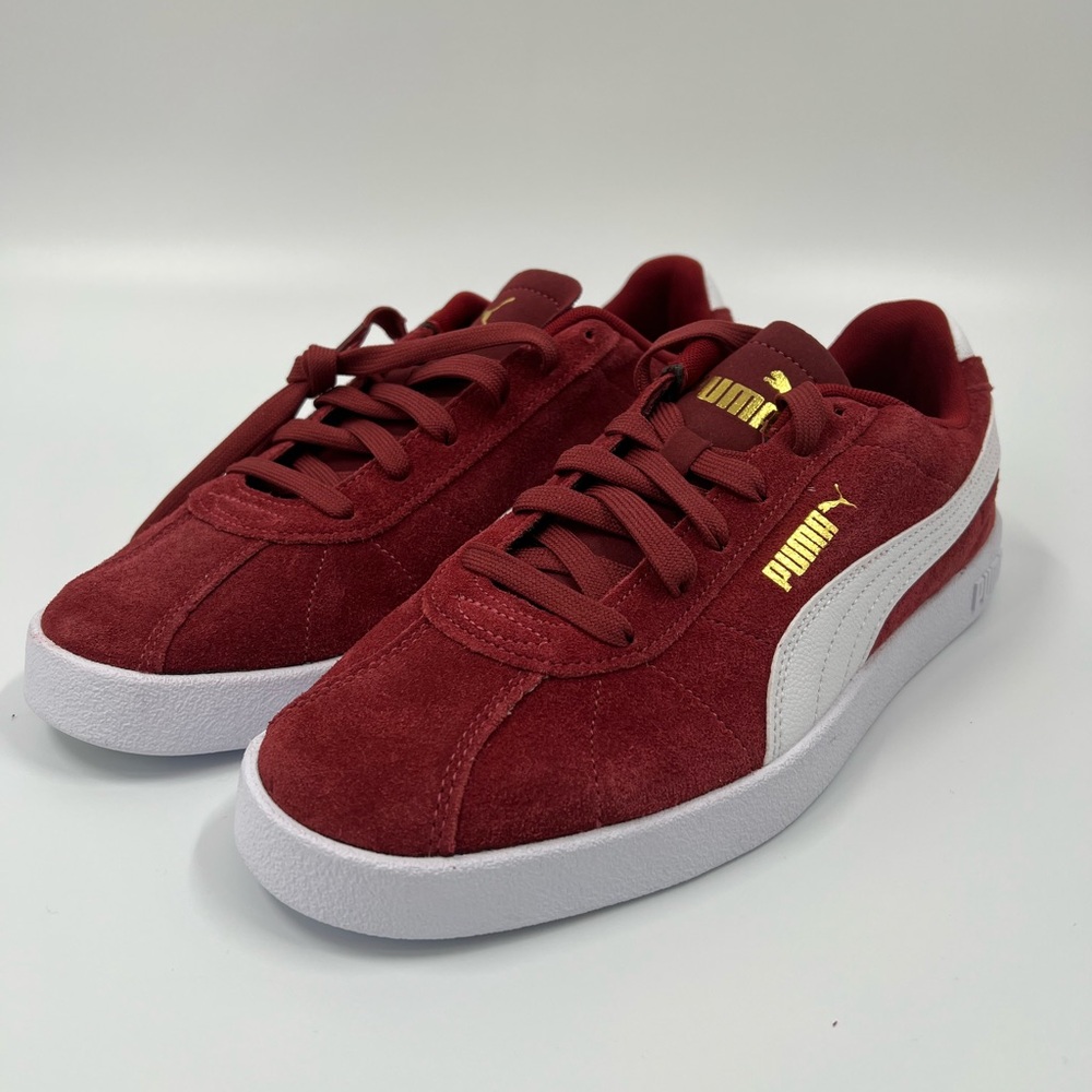 PUMA Club II sneakers in Burgundy Red White & Gold Mens Suede New